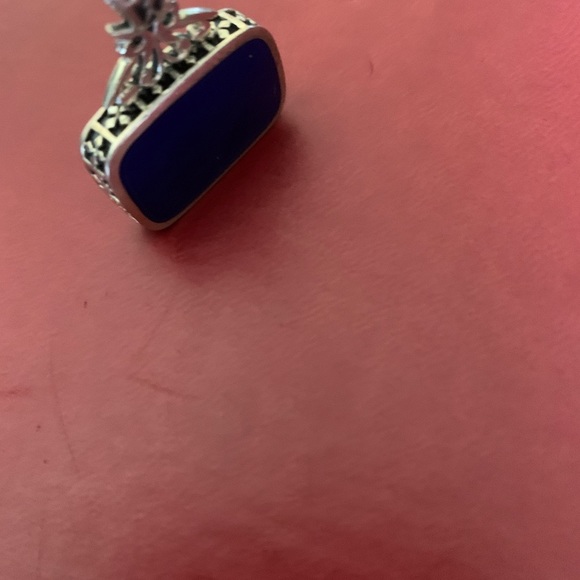 Double-sided Lapis and Turquoise Pendant set in Sterling Silver - Picture 8 of 12